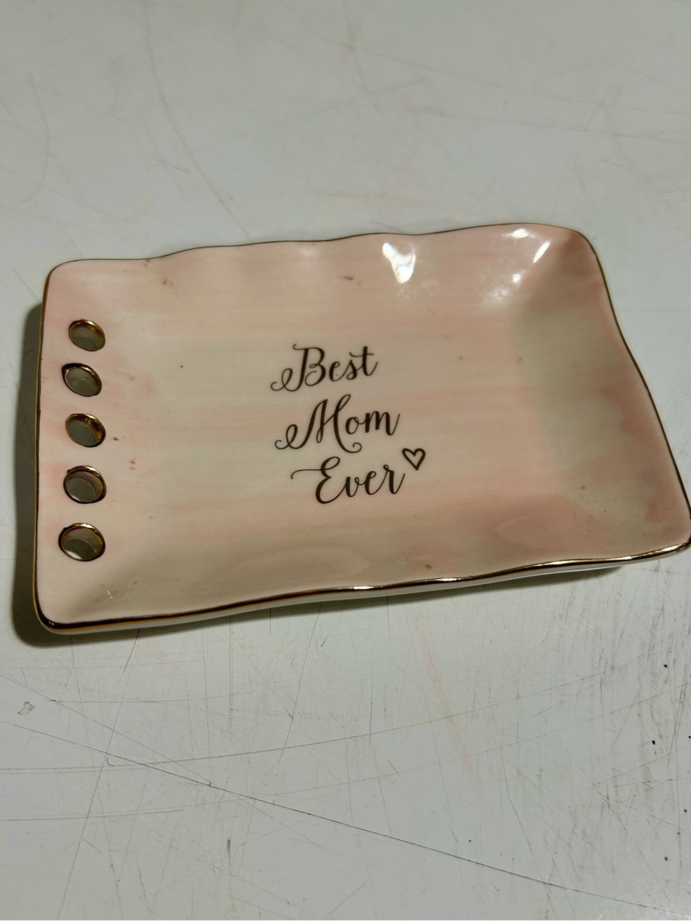 'Best Mom Ever' Pink Trinket Dish